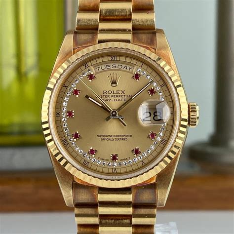 1990 18k rolex day-date for sale|rolex diamond 18238.